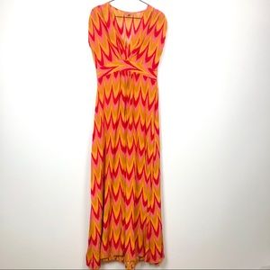 D’ascoli Martina Ikat Printed Silk Maxi Dress S
